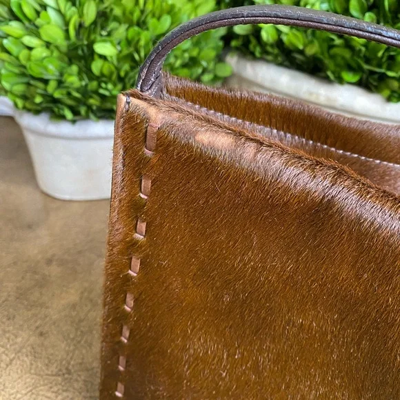 2002 Coach Vintage Y2K Brown Calfhair Stitched Shoulder Bag - Picture 14 of 16